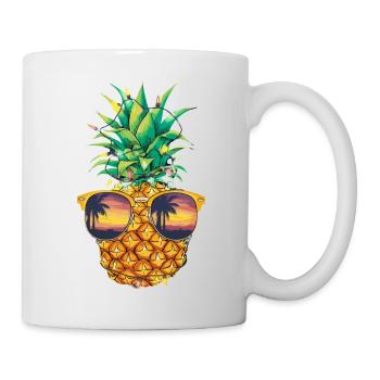 Weihnachten Ananas Sonnenbrille Frucht Tropisch - Tasse - Weiß - Rechts