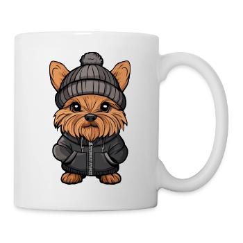 Yorkshire Terrier Hund Cartoon - Tasse - Weiß - Rechts