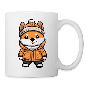 Akita Inu Hund Cartoon - Tasse - Weiß - Rechts