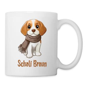 Schali Braun - Hund - Beagle - Winter - Tasse - Weiß - Rechts