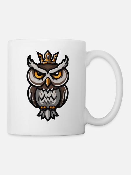 Eule Cartoon Krone - Tasse - Weiß