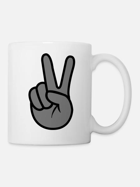 Peace Hand - Tasse - Weiß
