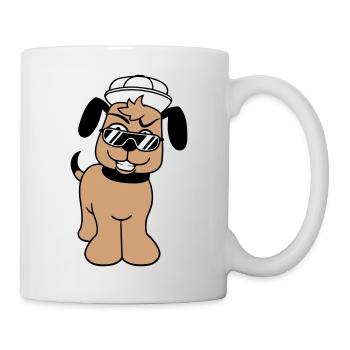 DJ Hund Sonnenbrille Teenager Mütze Cappy Cool Guy - Tasse - Weiß - Rechts