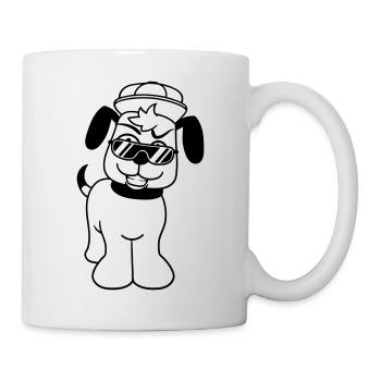 DJ Hund Sonnenbrille Teenager Mütze Cappy Cool Guy - Tasse - Weiß - Rechts