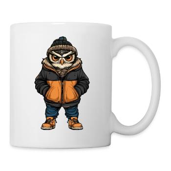 Eule Lustig Winter - Tasse - Weiß - Rechts