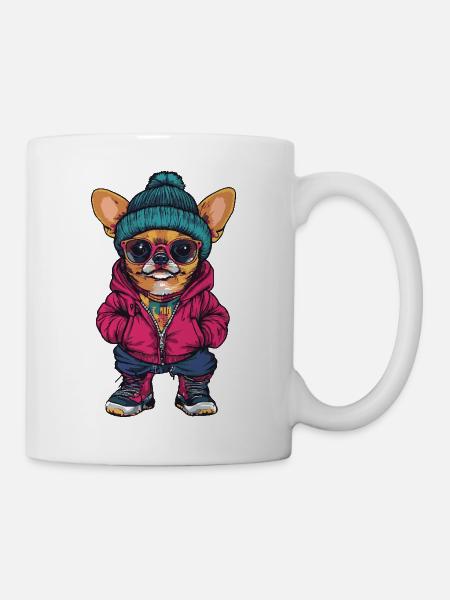 Chihuahua Dog Funny Winter - Mug - white