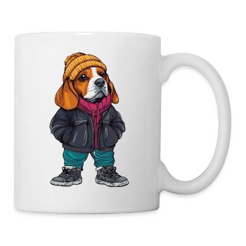 Beagle chien drôle d’hiver - Mug blanc - blanc - Droite