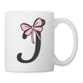 Anfangsbuchstabe i Schleifchen - Tasse - Weiß - Rechts