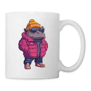 Nilpferd Cool Comic - Tasse - Weiß - Rechts