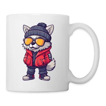 Wolf Cool Comic - Tasse - Weiß - Rechts