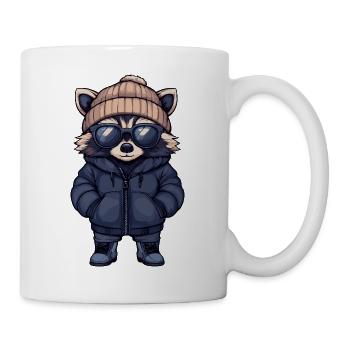 Waschbär Cool Comic - Tasse - Weiß - Rechts