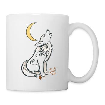 🌙🐺 Lone Wolf – Mystik & Natur T-Shirt - Tasse - Weiß - Rechts