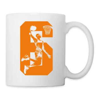 NUMMER 6 BASKETBALL 6. GEBURTSTAG - Tasse - Weiß - Rechts