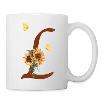 Lettre l tournesol papillon - Mug blanc - blanc - Droite