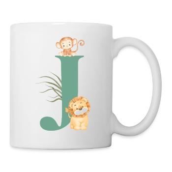 Lettre j vert animaux jungle - Mug blanc - blanc - Droite