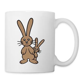 2 Hasen Kind versteckt Vater Zwei Kleinkind Mutter - Tasse - Weiß - Rechts