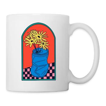 Blumen in zerdrückter Dose - Tasse - Weiß - Rechts