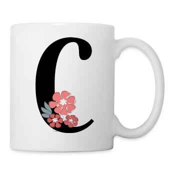 Lettre c fleurs minimalistes - Mug blanc - blanc - Droite