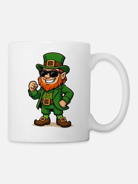leprechaun sonnenbrille comic - Tasse - Weiß
