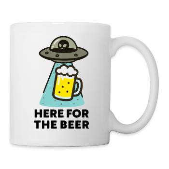 HERE FOR THE BEER – Alien-Bier-Entführung - Tasse - Weiß - Rechts