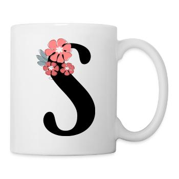 Buchstabe S Minimalistische Blumen - Tasse - Weiß - Rechts
