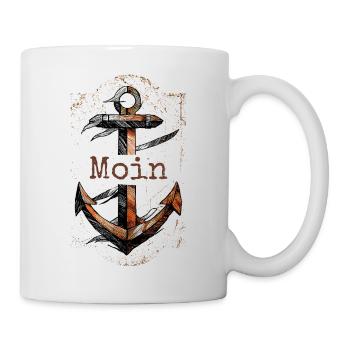 Rostiger Anker mit "Moin" - Tasse - Weiß - Rechts