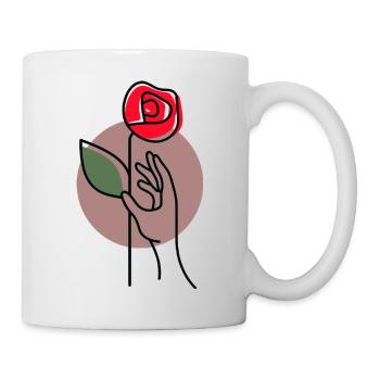 Greif nach der Rose – Symbolisches Line Art Motiv - Tasse - Weiß - Rechts