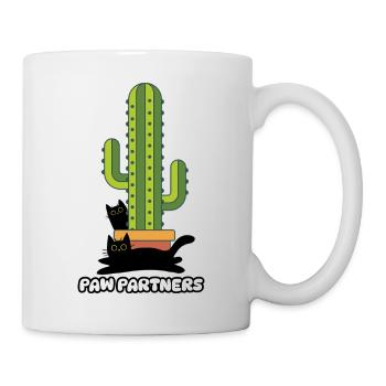 Les deux chats amis et complices à côté du cactus - Mug blanc - blanc - Droite