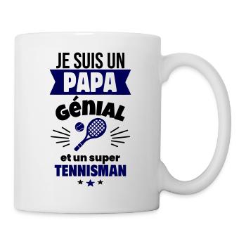 Papa génial & tennisman – idée fête des pères - Mug blanc - blanc - Droite