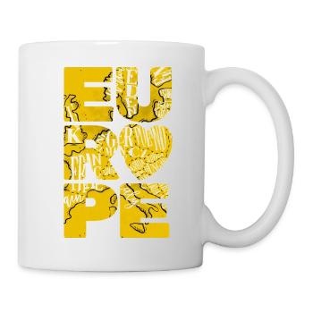 Europen Map inside Bold 'EUROPE' letters, Yellow - Mug - white - Right