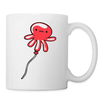 Pieuvre Ballon Volant Mignon Enfant Heureux Bande Dessinée - Mug blanc - blanc - Droite