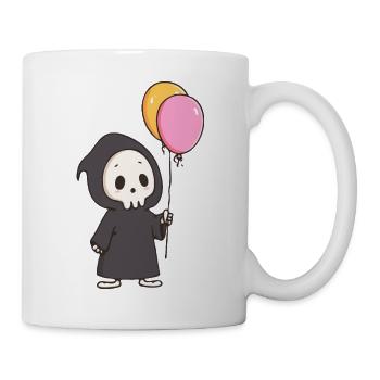 Mignon Faucheur avec des ballons - Design d’humour noir - Mug blanc - blanc - Droite