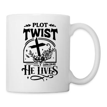 Plot Twist: Er lebt Ostern Christ - Tasse - Weiß - Rechts