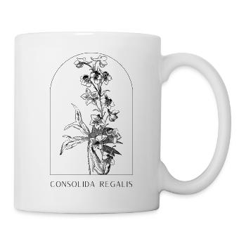 Botanisches Blumen Design, Minimalistische Pflanze - Tasse - Weiß - Rechts
