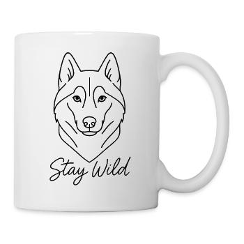 Husky Line Art Stay Wild - Tasse - Weiß - Rechts