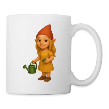 Zwergin mit Gießkanne - Tasse - Weiß - Rechts