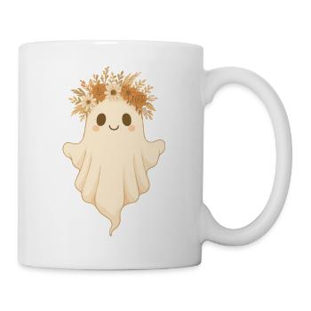 Boho Ghost with Floral Wreath – Sweet Halloween - Mug - white - Right