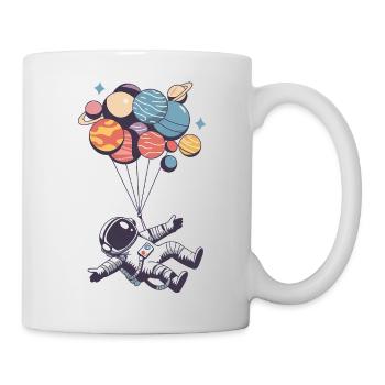 Astronaut schwebt mit Ballons Lustiger Weltraumliebhaber - Tasse - Weiß - Rechts