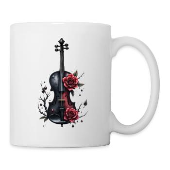 Geige mit Rosen und dunklen Details - Tasse - Weiß - Rechts