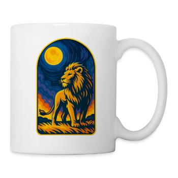 Majestätischer Löwe unter mystischem Mond - Tasse - Weiß - Rechts