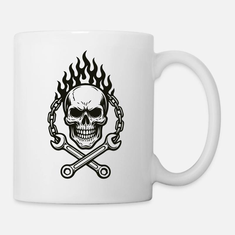 Conception de crâne et de clé à molette - Mug blanc - blanc