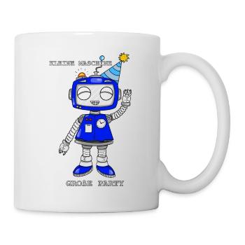 Verspielter Roboter mit Partyhut - Tasse - Weiß - Rechts