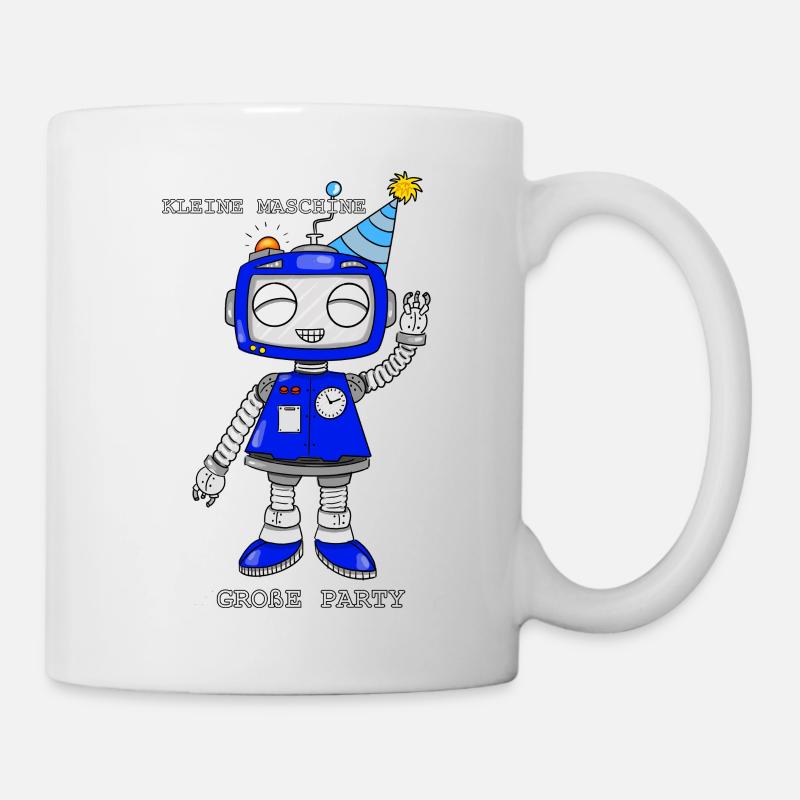 Playful robot with party hat - Mug - white