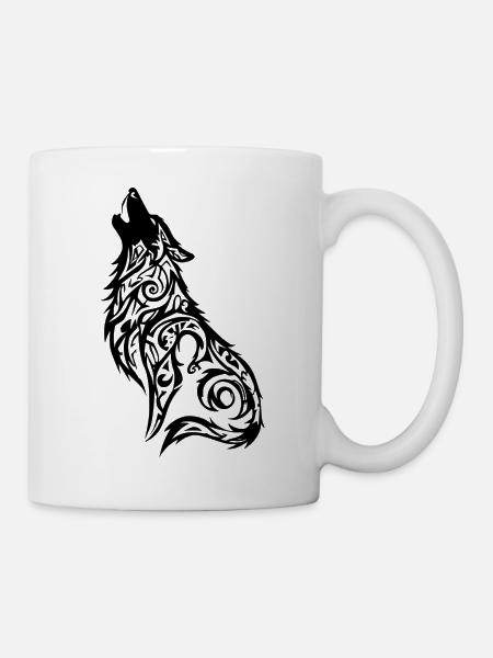 Wolf Tribal Tattoo - Tasse - Weiß