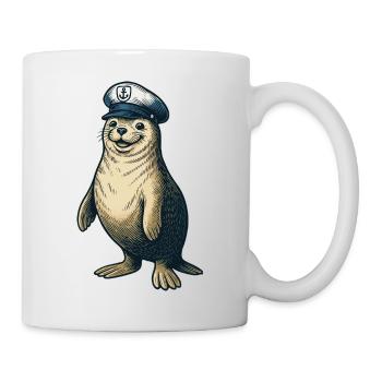 Sceau avec casquette de capitaine - Mug blanc - blanc - Droite