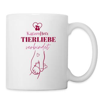 KatzenHerz verbindet Tierliebe - Tasse - Weiß - Rechts