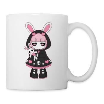Coffee First Mercy Later Anime Girl Cyberpunk - Tasse - Weiß - Rechts
