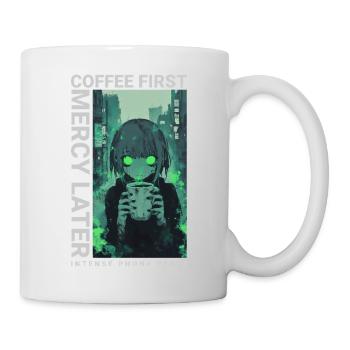 Coffee First Mercy Later Anime Vaporwave Style - Tasse - Weiß - Rechts