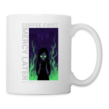 Vaporwave Coffee First Mercy Later Neon Art - Tasse - Weiß - Rechts
