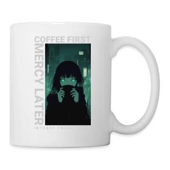 Coffee First Mercy Later Anime Vaporwave Style - Tasse - Weiß - Rechts
